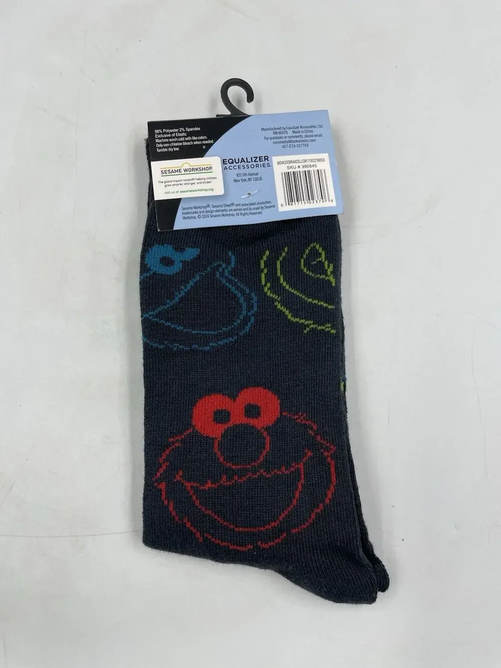 Cookie Monster Sesame Street Crew Socks Men 9-13